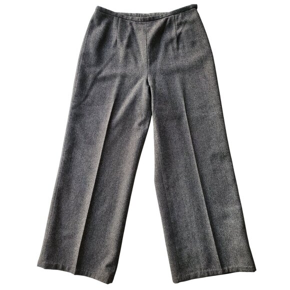Eddie Bauer Harris Tweed Wool Blend Trousers Side Zipper Wide Leg Size 12 - Picture 2 of 15